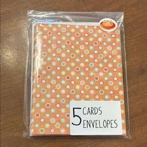 5 Orange Polka Dot Cards and Envelopes Set